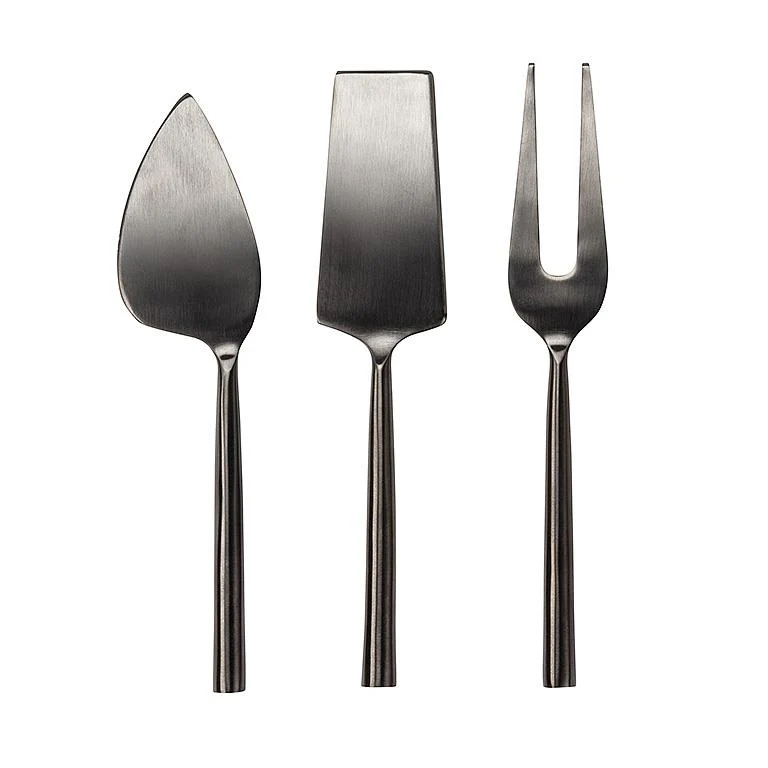 Recyclable Matte Black Cheese Tools Set of 3 Long-Lasting