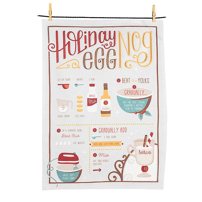 Modern Holiday Egg Nog Recipe Tea Towel Long-Lasting