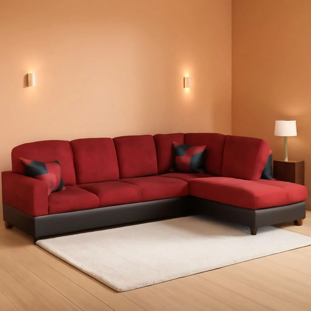 Pure 2 Piece Sectional Sofa Set L Shape Microfiber With Chaise Red Right Ha Excellent