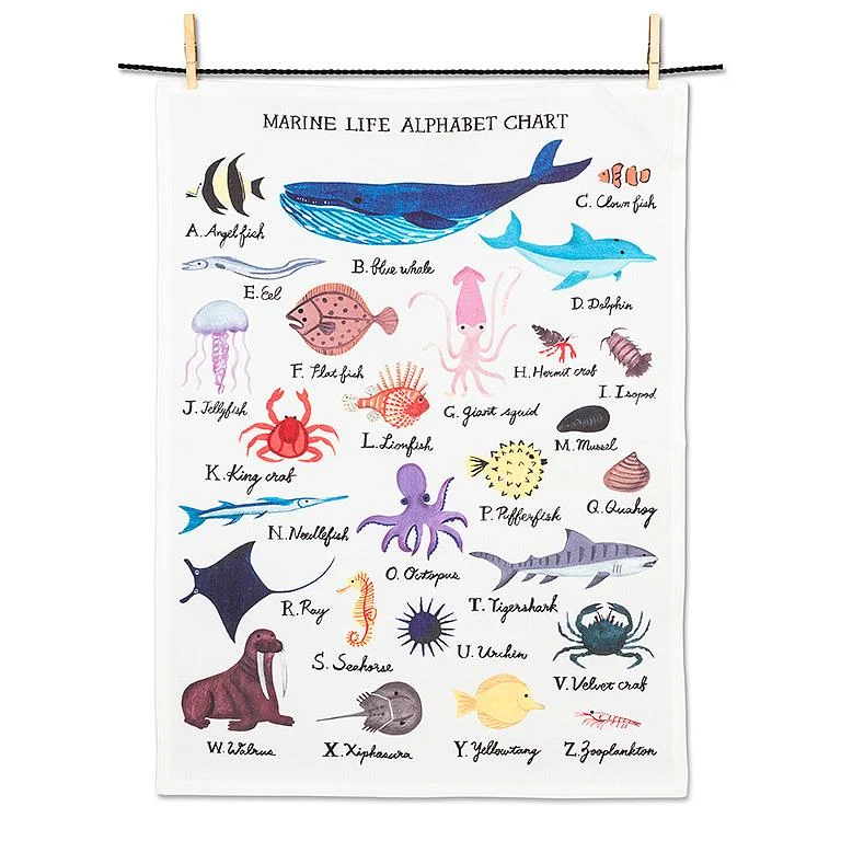 Recyclable Marine Life Alphabet Tea Towel Prestigious