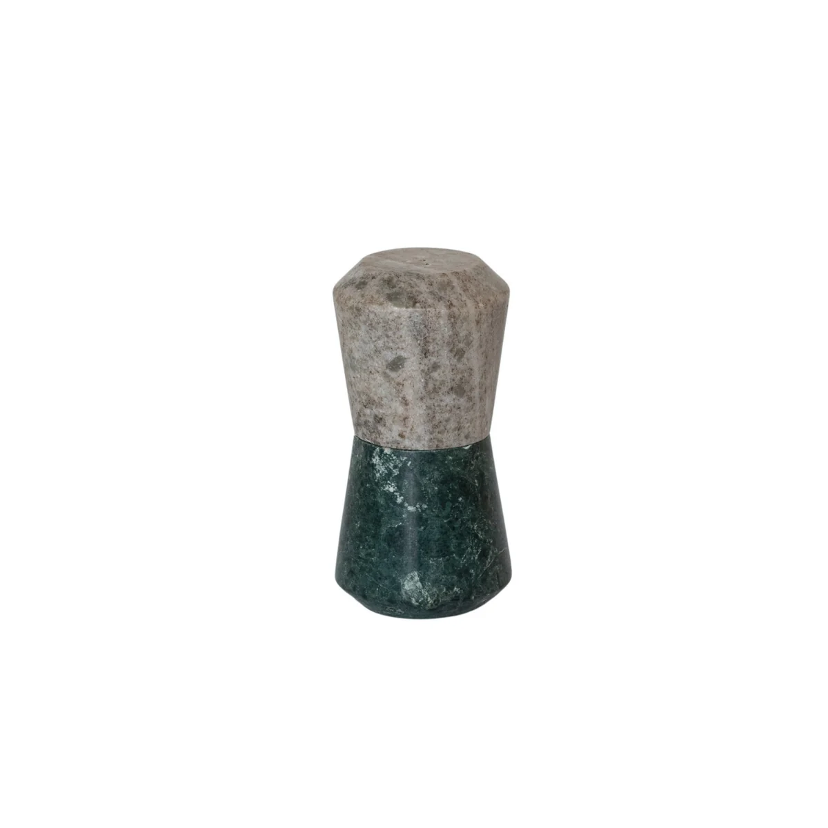 Convenient Marble Stackable Salt Pepper Shakers Green Buff Color Luxury