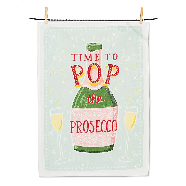 Environmentally Friendly Pop Prosecco Tea Towel Crafted