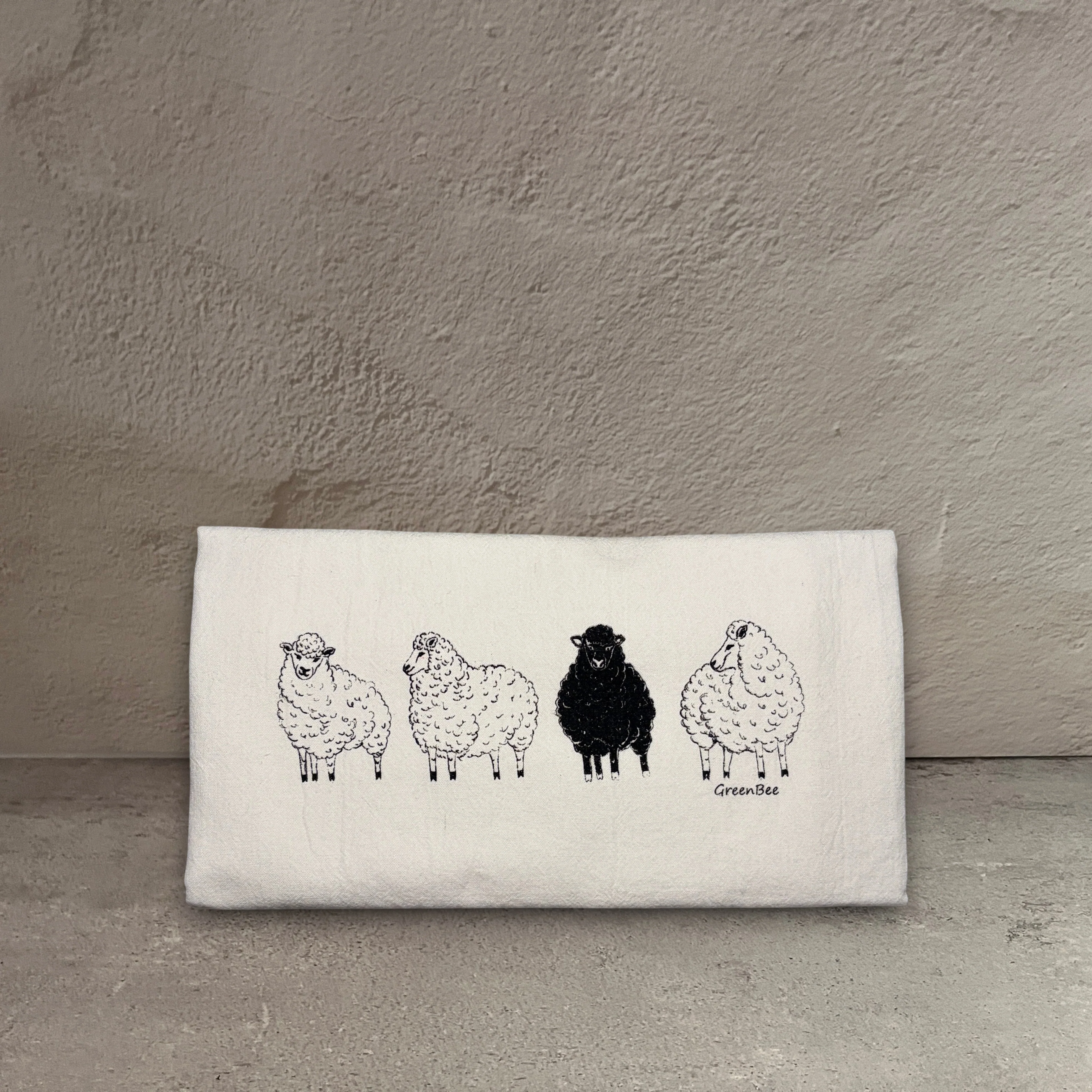 Responsible Black Sheep Dish Tea Towel Green