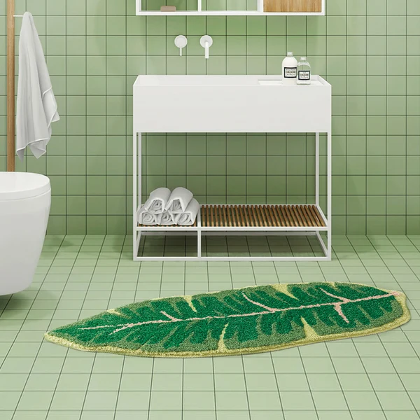 Superior Green Leaf Bathroom Mat Elite