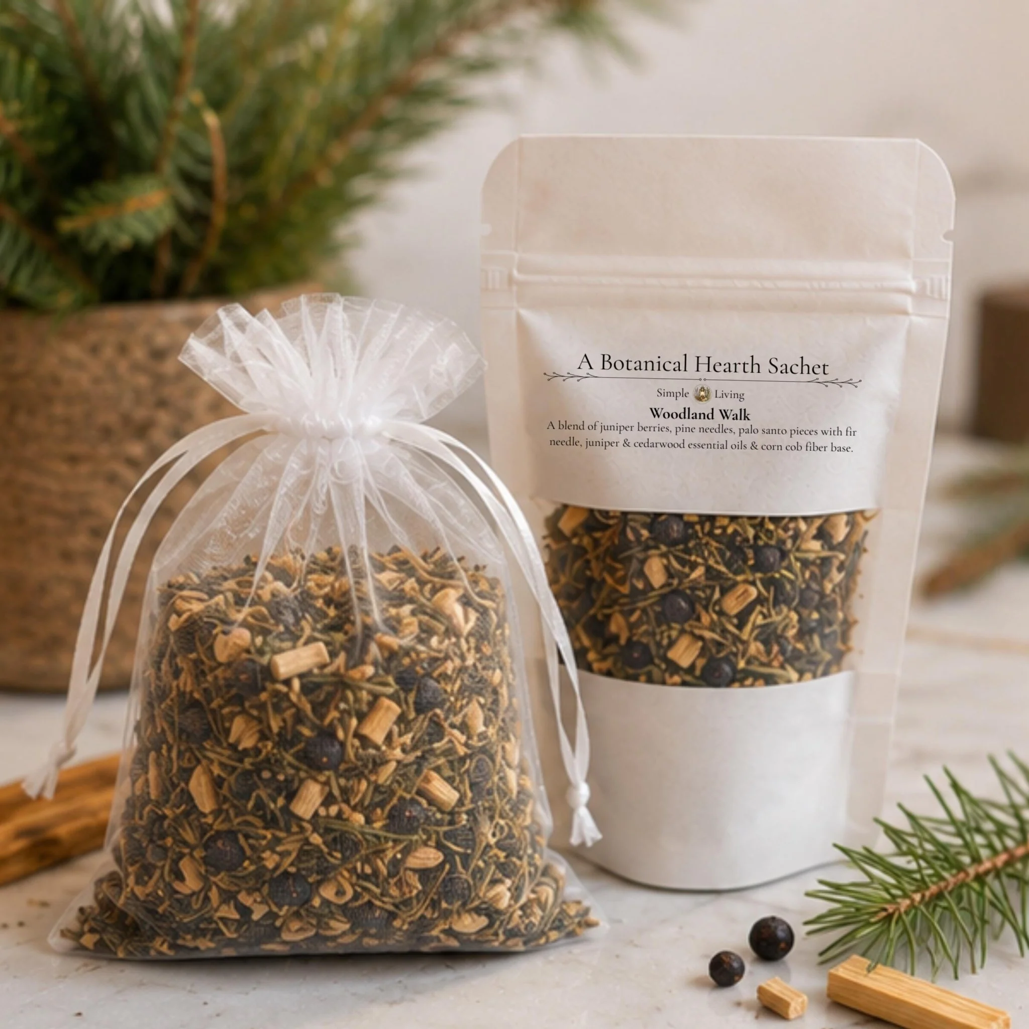 Breathable Woodland Walk Sachet Pine Juniper Aroma Pouch Botanical Drawer Freshener Herbal Home Fragrance Pure