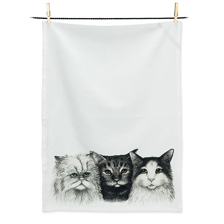 Healthy 3 Cats Tea Towel Clean