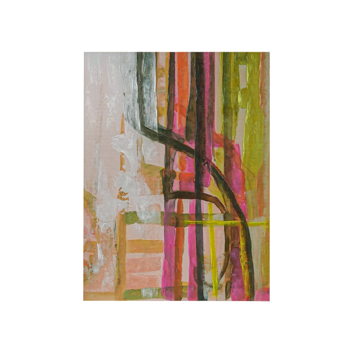 High-Grade Hand-Painted Wood Wall Decor with Abstract Design Gold Foil Edges Secure