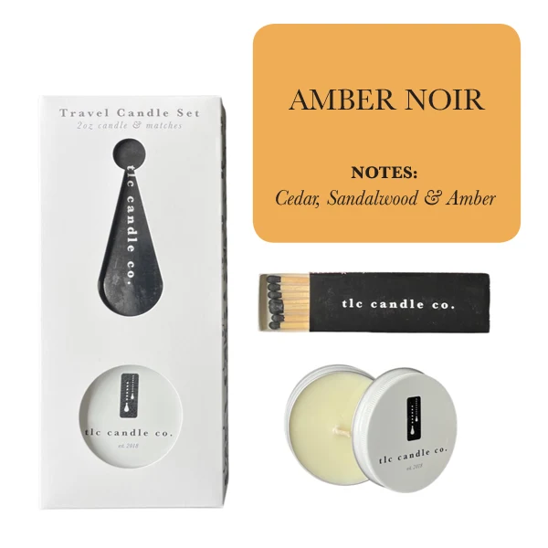 High-Quality Travel Candle with Matches - Amber Noir Fashionable