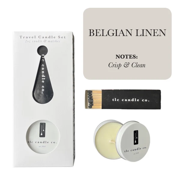 Next-Generation Travel Candle with Matches - Belgian Linen Premium Material