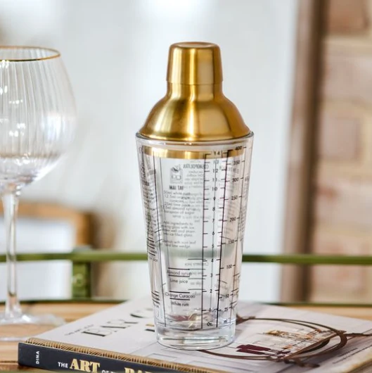 Advanced Glass Shaker w Drink Recipes Detailed