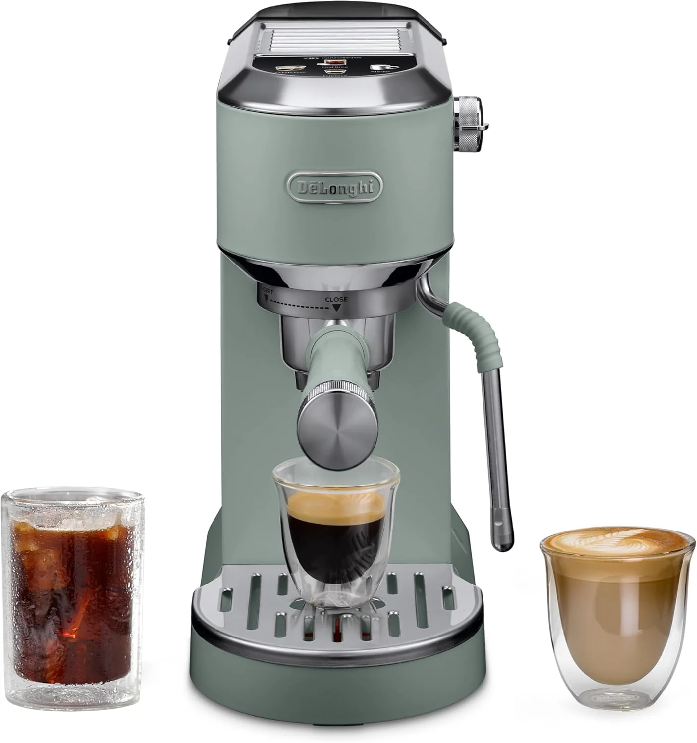 Modern De'Longhi Dedica Duo Compact Espresso Machine - Cold Brew Coffee Maker with Milk Frother Wand- for Espresso Hot Iced Coffee Cappuccinos Specialty