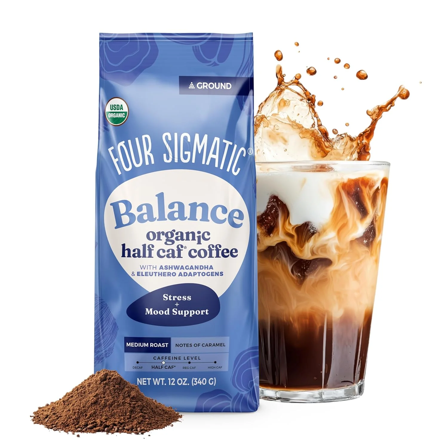 Sustainable FOUR SIGMATIC Organic Balance Adaptogen Ground Coffee 12 OZ Outstanding