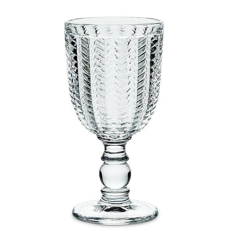 Luxury Herringbone Wine Glass 10 oz Artisan