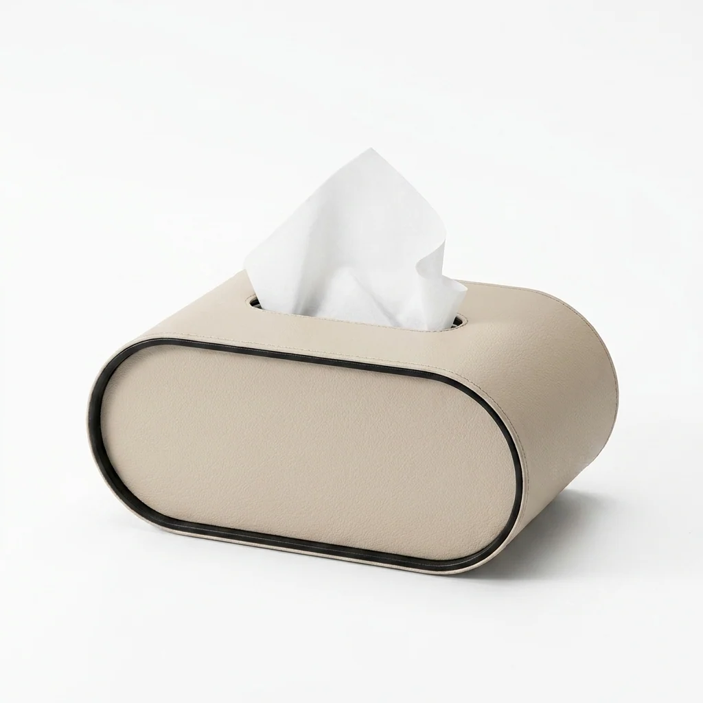 Recyclable Faux-Leather Oval Tissue Box Cover Authentic