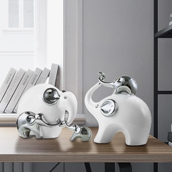 Exceptional White Elephant Ceramic Sculpture Smooth