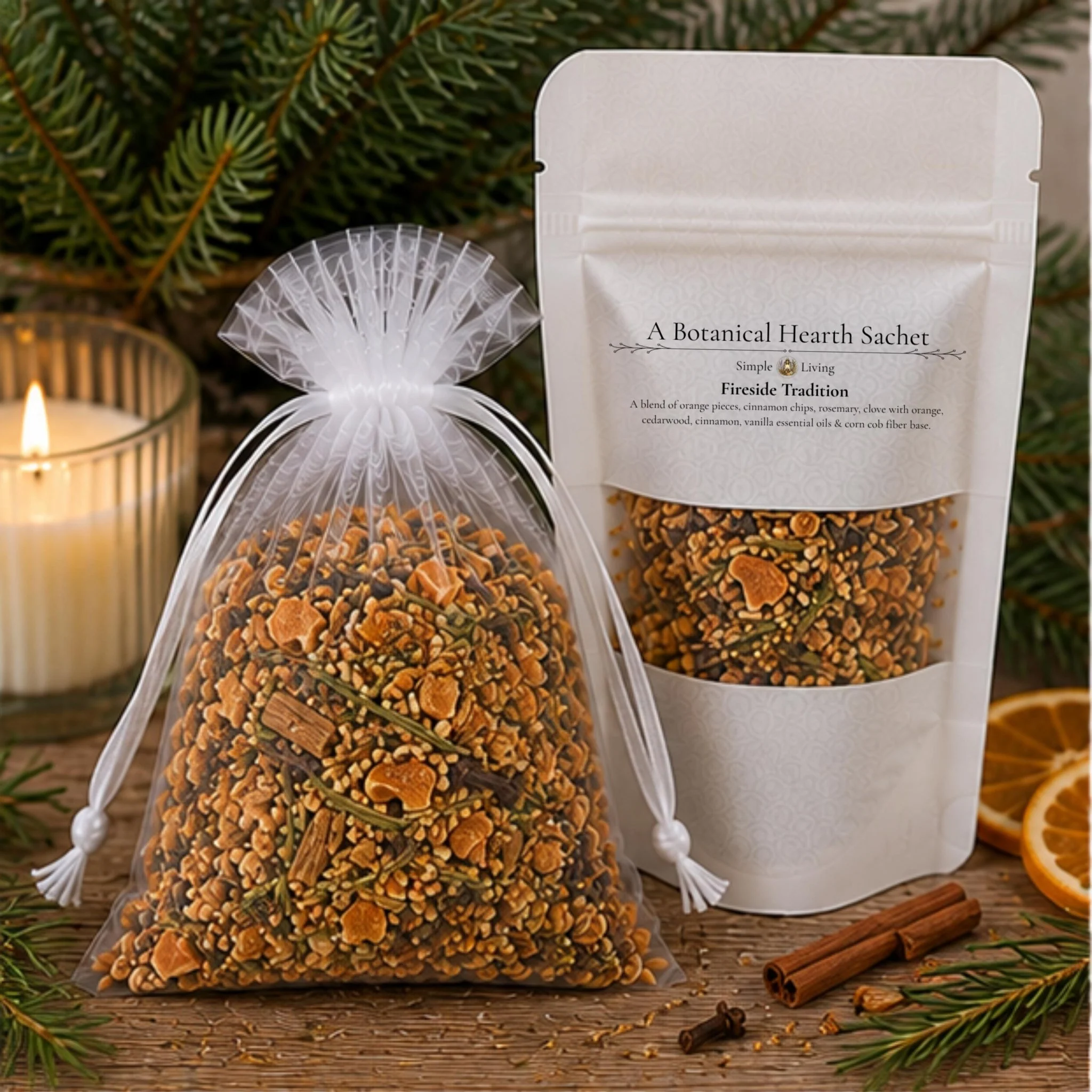 Optimized Spiced Botanical Home Fragrance Sachet Fireside Tradition Orange Cinnamon Rosemary Pouch Cozy Gift Original Design