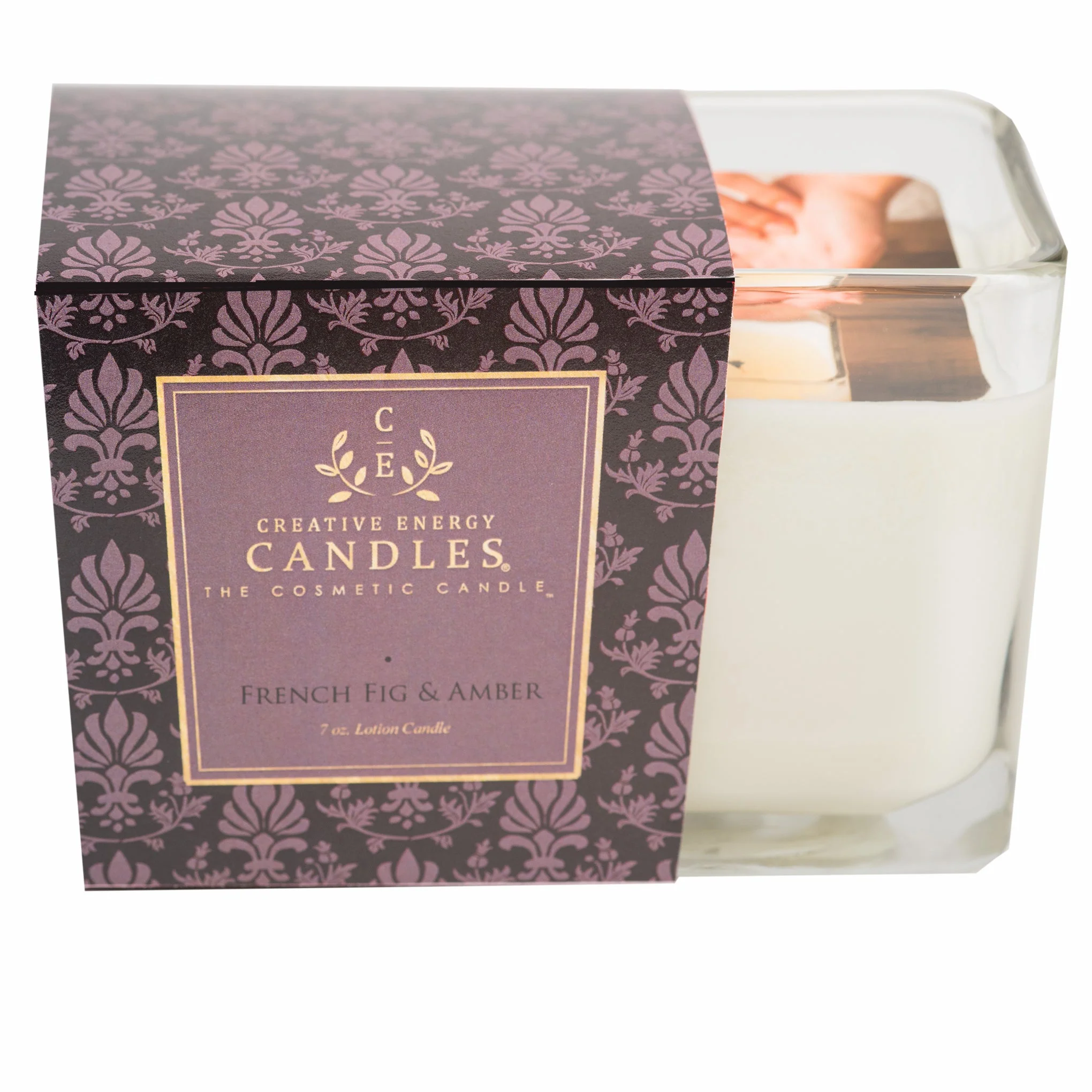 Flexible French Fig Amber Soy Lotion Candle Detailed