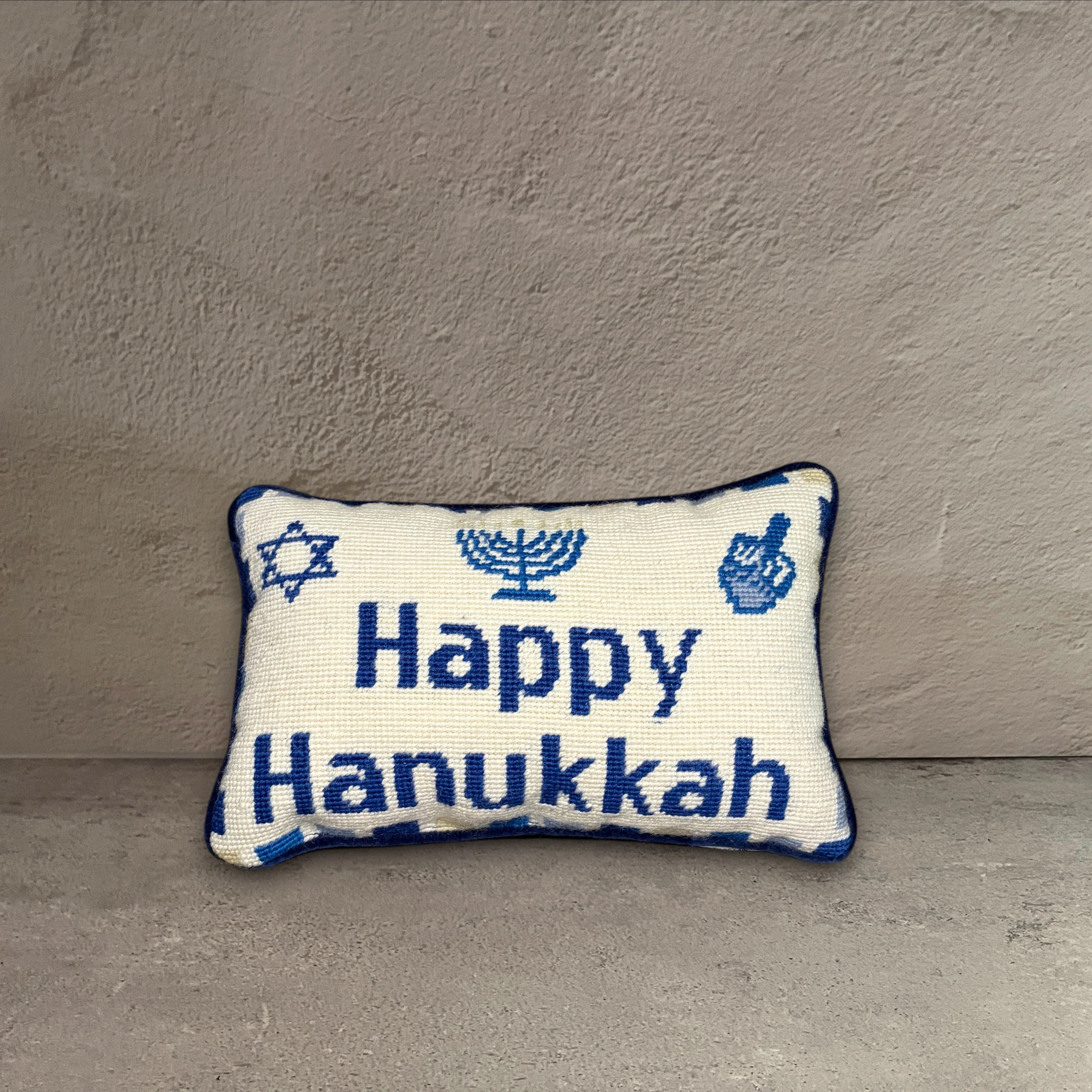 Original Happy Hanukkah Needlepoint Pillow Prestigious