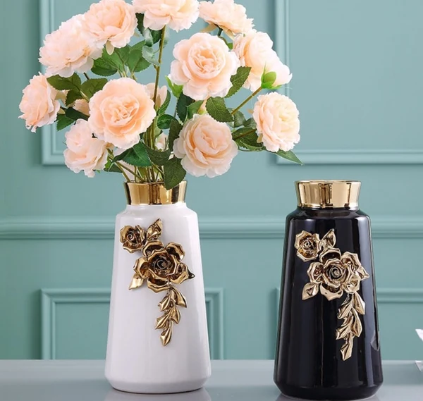 Refined Embroidered Rose Vase Classic
