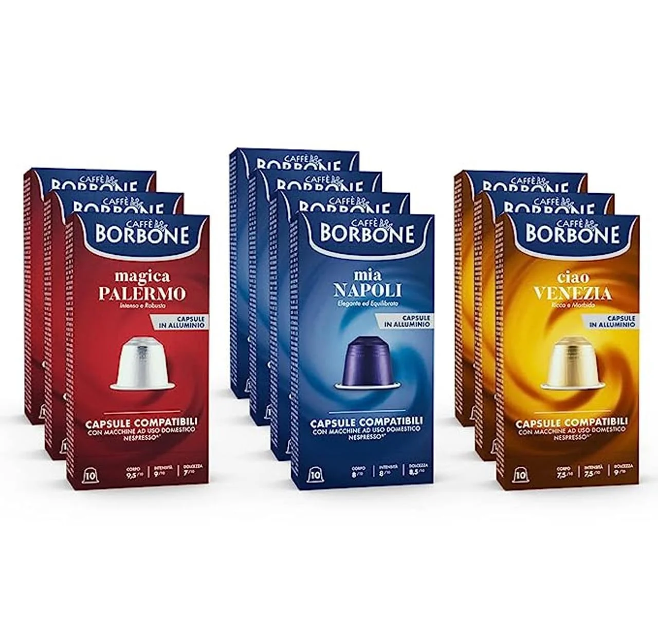 Contemporary Caffè Borbone Variety Pack Aluminum Capsules Compatible with Nespresso Machines Medium Roast 90 Count Exclusive
