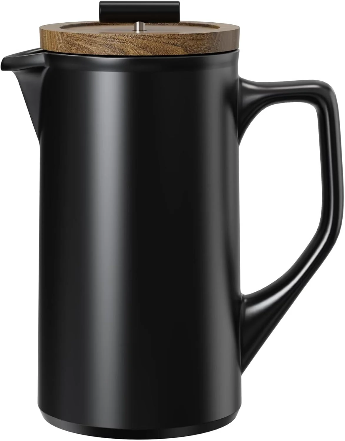 Efficient Dhpo Ceramic French Press Coffee Maker 22 Ounce Coffee Press Manual Brewer with Walnut Wood Lid Prestigious