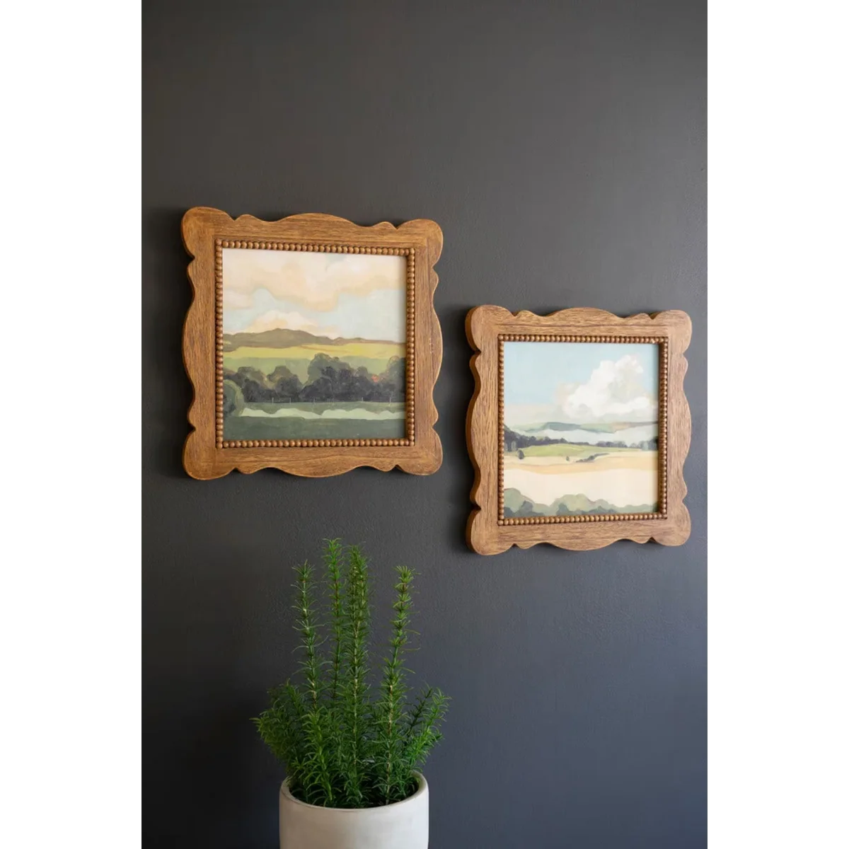 Luxury Natural Wood Framed Landscape Acrylic Painting Optimized