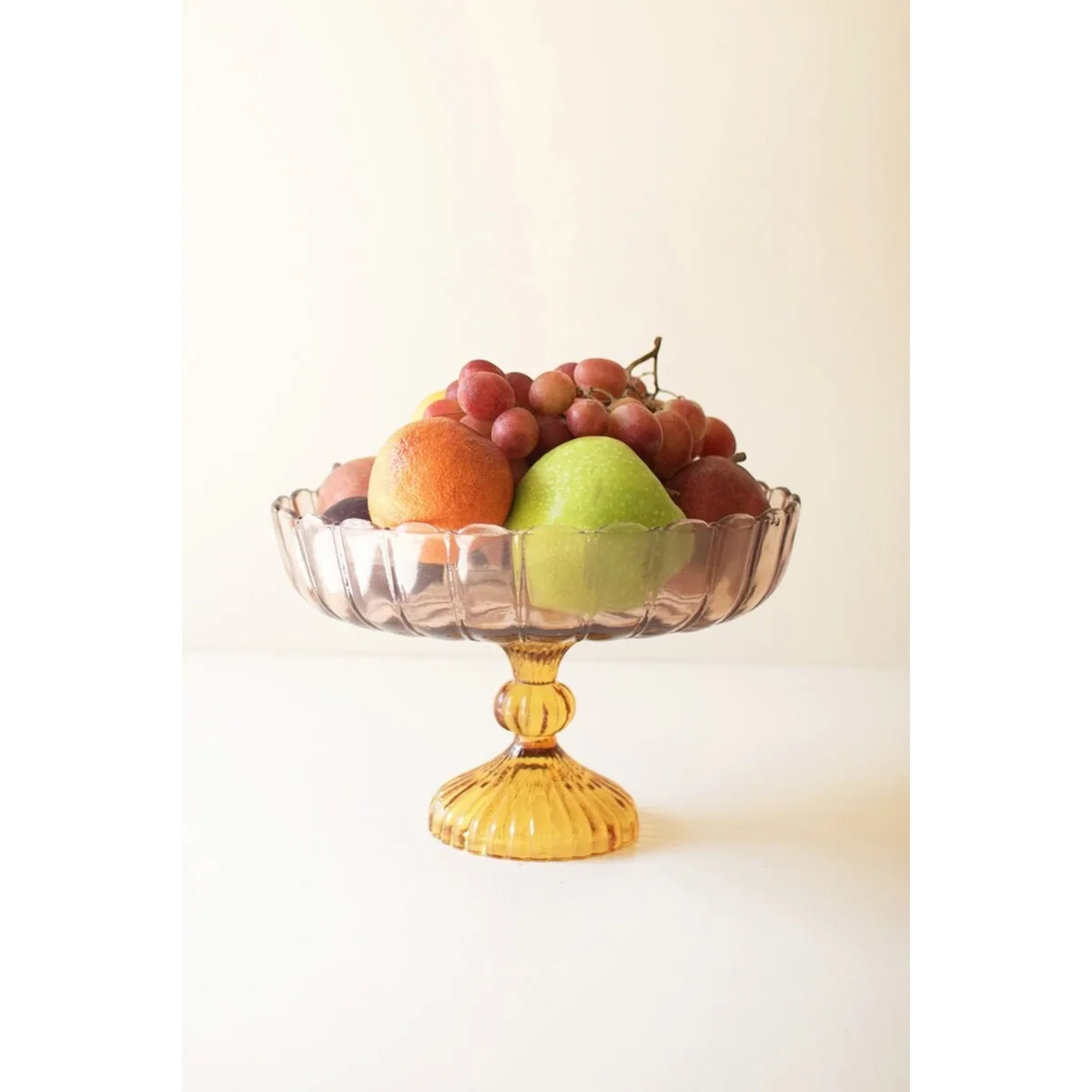 Consistent Multi Colored Scalloped Glass Compote Exceptional