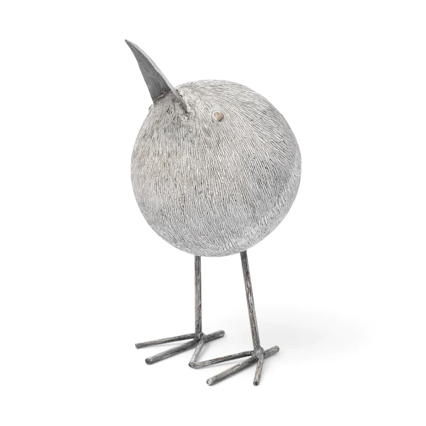 Exceptional Snipe I 6L x 6W Off-White Resin Bird Ornament W Metal Feet Fine Crafted