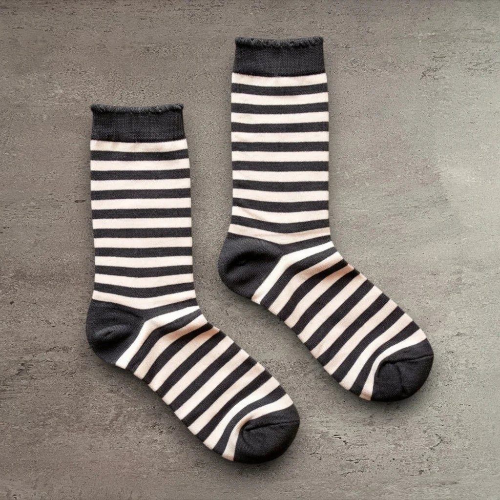Flexible Striped Halloween Crew Socks - Black Carefully Designed