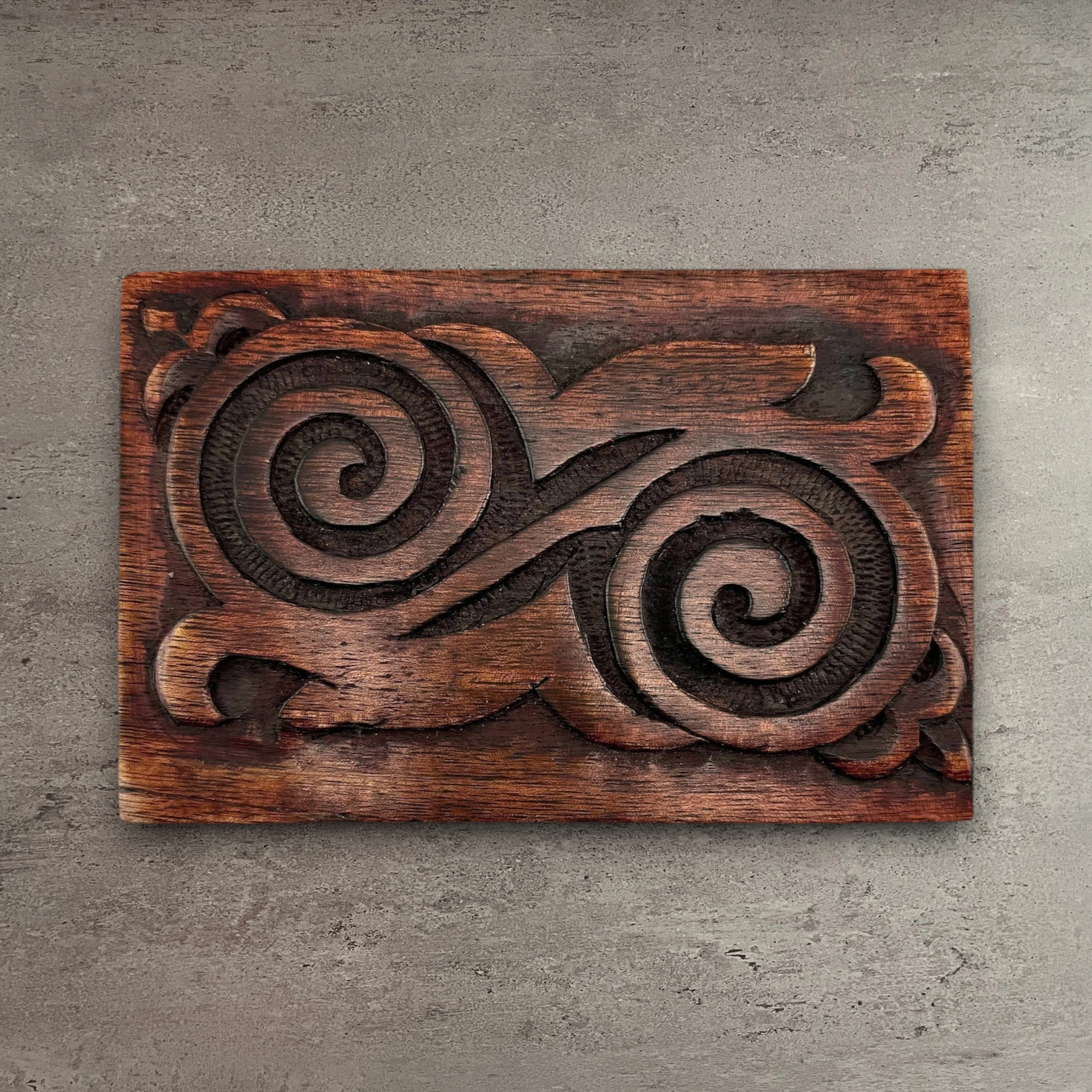 Selected Hand Carved Wooden Box with Spiral Top Home Decor Organic