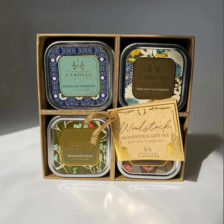 Relaxed Woodstock Gift Set 2-in-1 Soy Lotion Candles Innovative