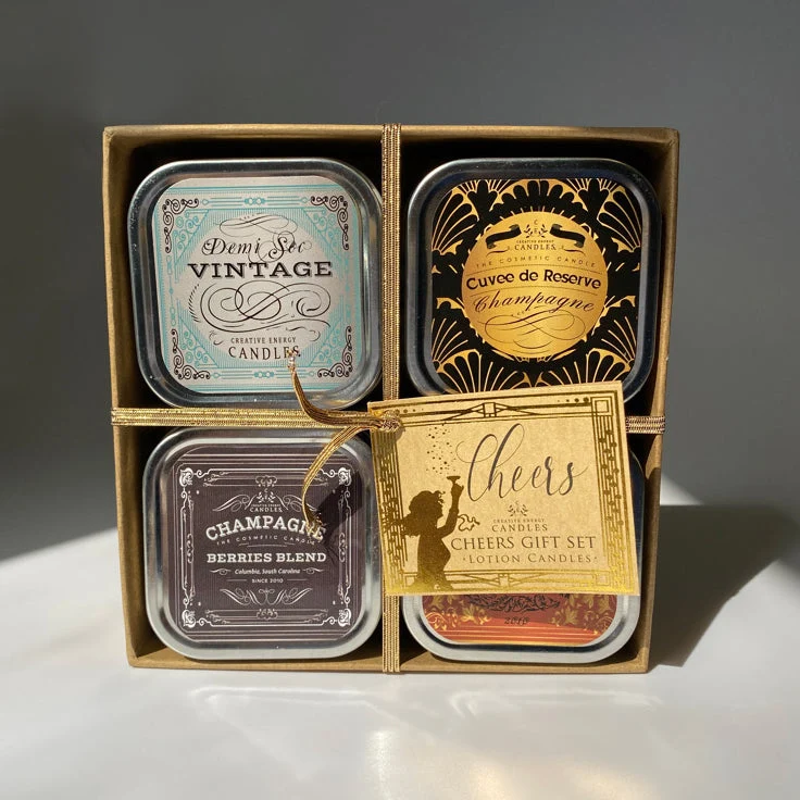 Lightweight Cheers Gift Set 2-in-1 Soy Lotion Candles Minimalist