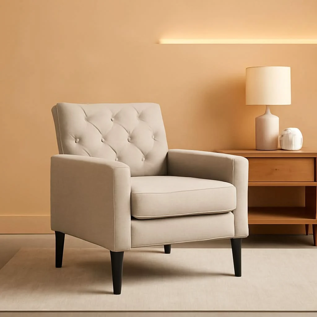 Proven Linen Accent Chair With Button Tufting For Living Room Minimalist