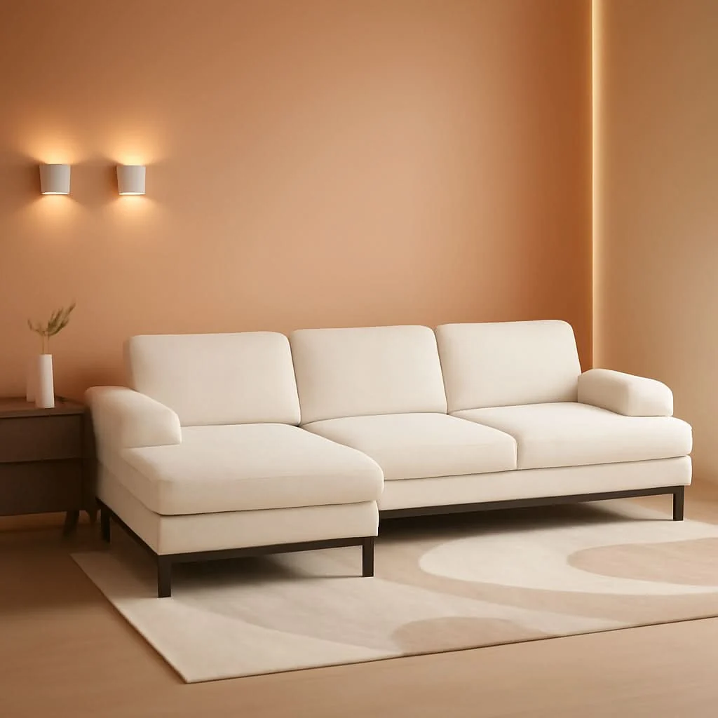 Consistent Beige 111 Inch U Shape Corduroy Sectional Sofa With Chaises Contemporary