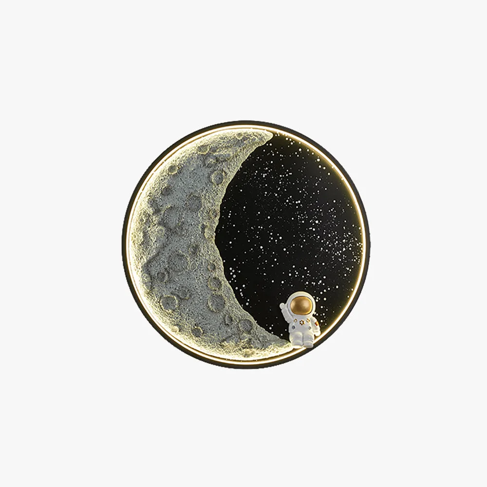 Traditional Elif Modern Astronaut Moon Metal Black Wall Lamp High-End