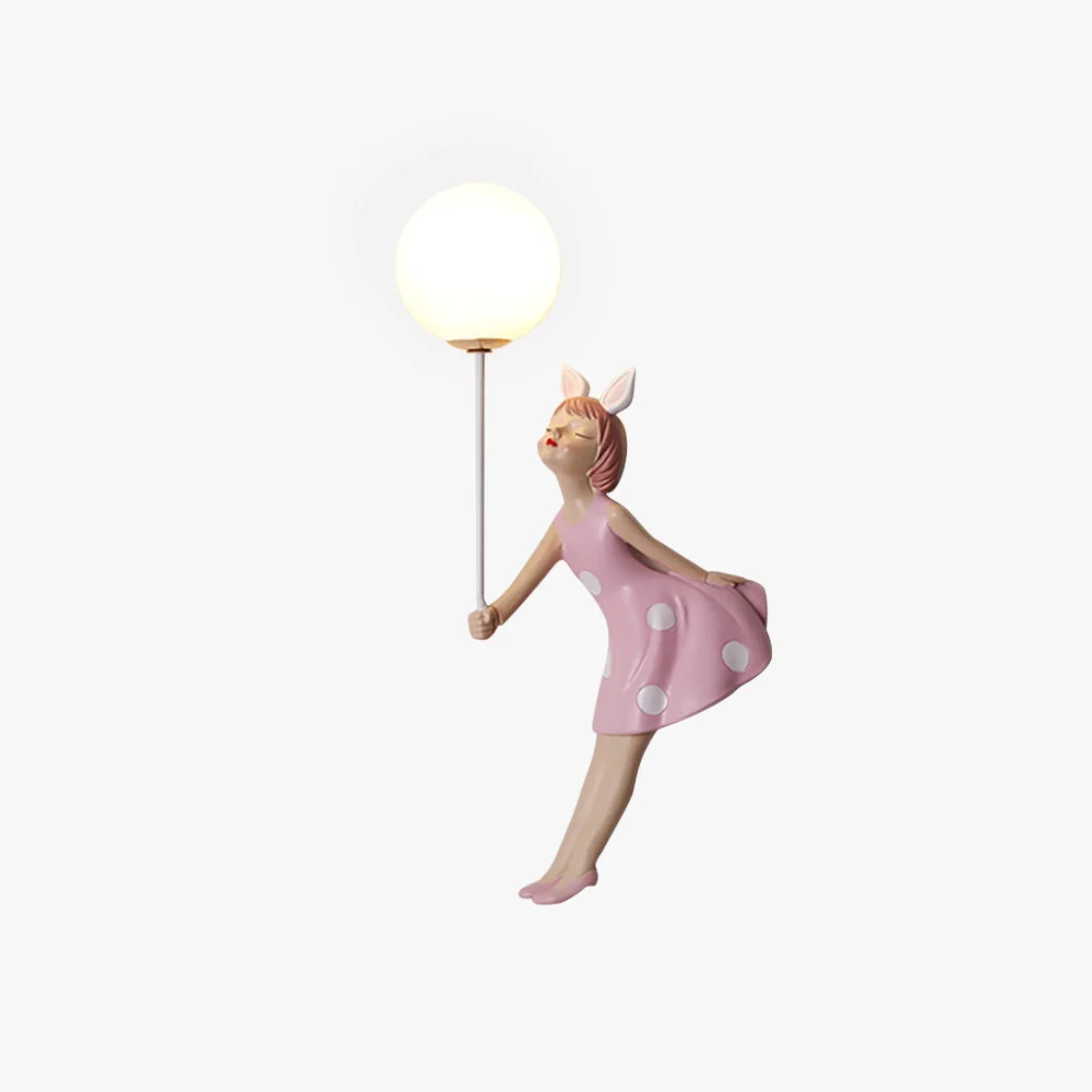 Reusable Minori Modern Balloon Girl Shape Acrylic Pink Wall Lamp Trusted