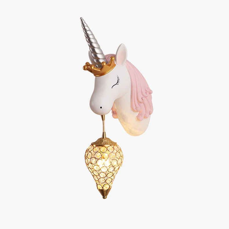 Detailed Minori Modern Unicorn Strawberry Art Wall Lamp Pink Blue Specialty