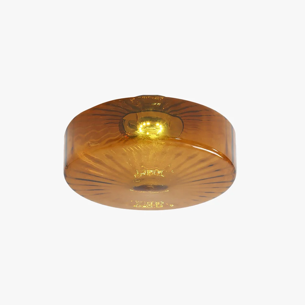 Exclusive Hailie Modern Round Flush Mount Ceiling Light Brown Metal Glass Kitchen Living Room Sophisticated