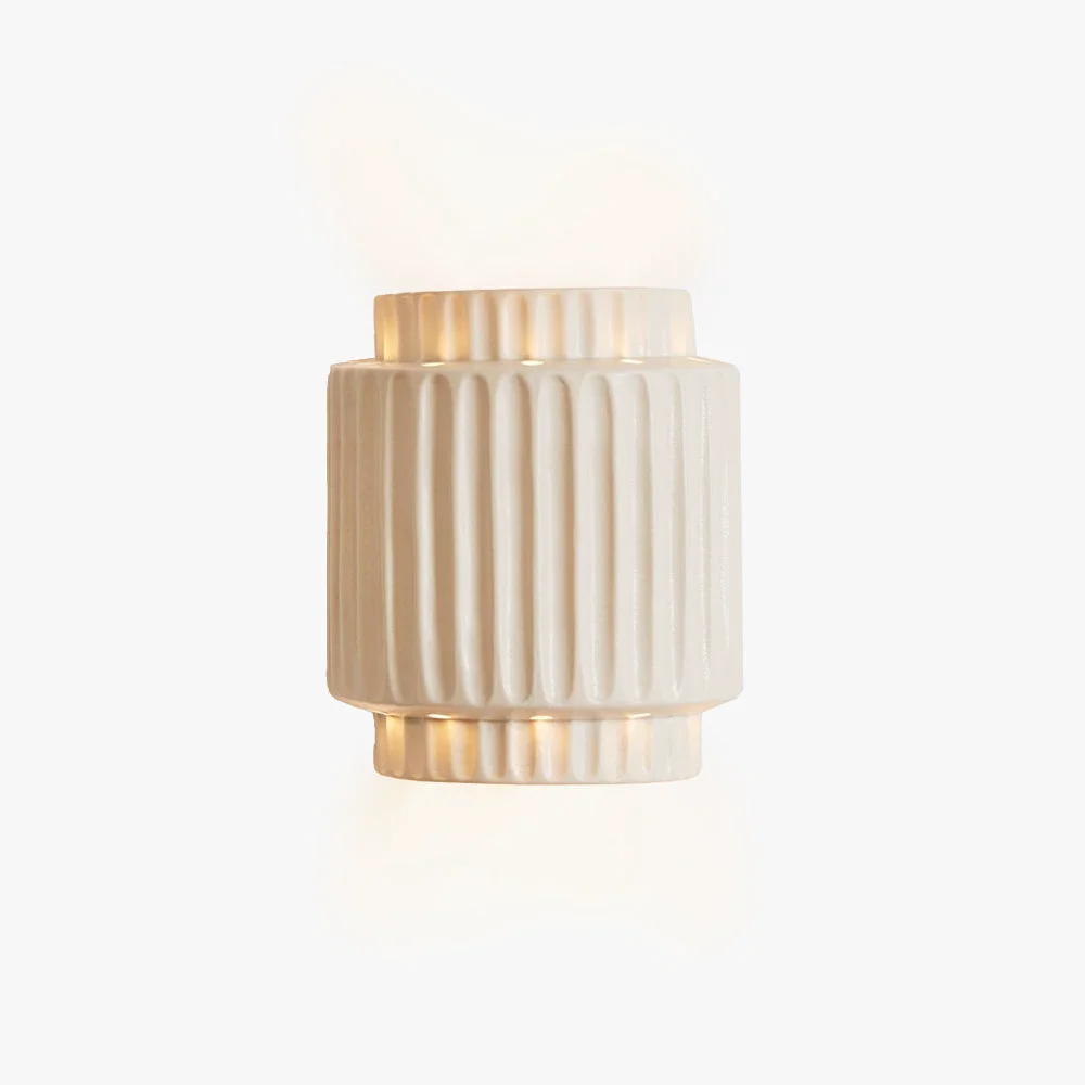 Genuine Vintage Cylindrique Resin Flush Mount Wall Lamp White Bedroom Living Room Elite