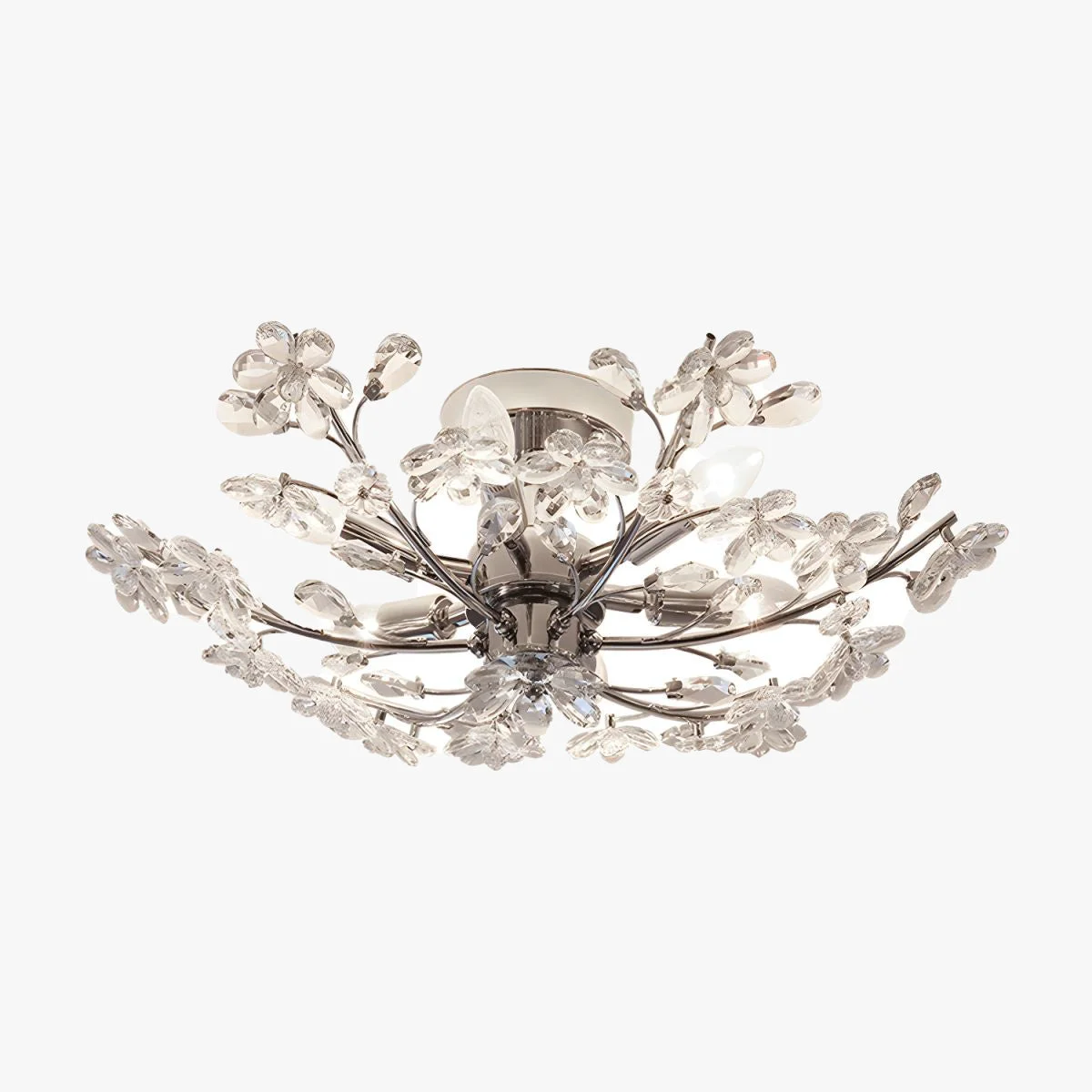 Consistent Ophelia Modern Crystals Flower Flush Mount Ceiling Light Living Room Chrome Fast