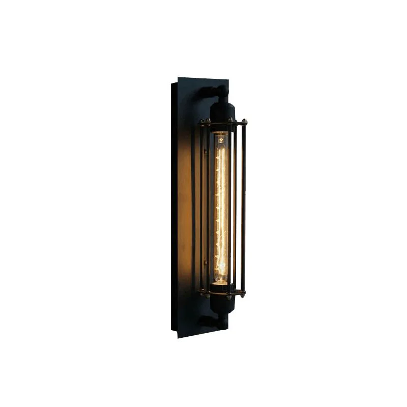 Flexible Orr Industial Rectangular Metal Glass Wall Lamp Black Practical