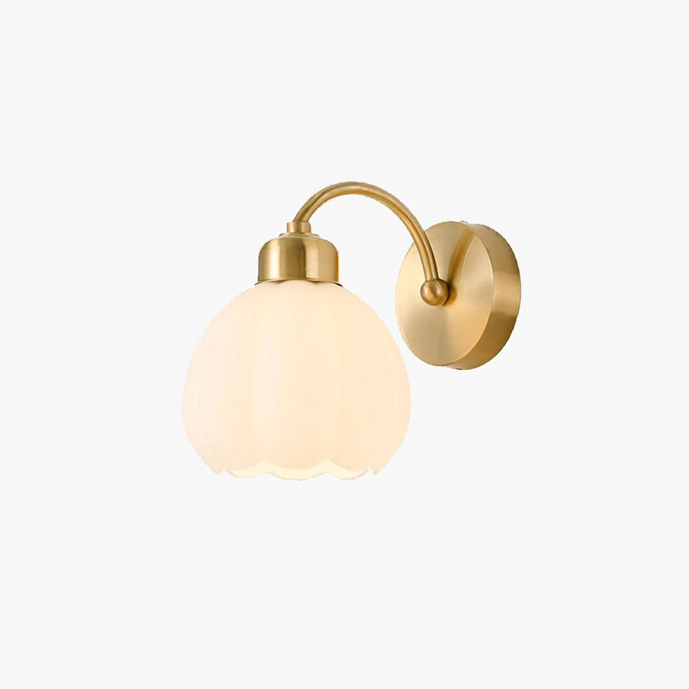 Safe Lily Nordic Flower Glass Metal Wall Lamp Gold Ivory Bedroom Outstanding