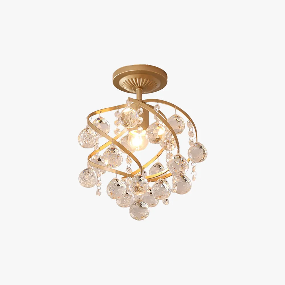 Specialty Marliyn Luxury Globe Crystal Semi-Flush Mount Ceiling Light Brass Recyclable
