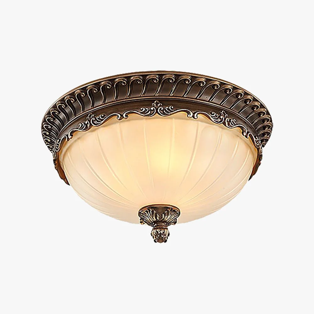 Selected Arisha Retro Semicircular Metal Glass Flush Mount Ceiling Light Bronze Long-Lasting