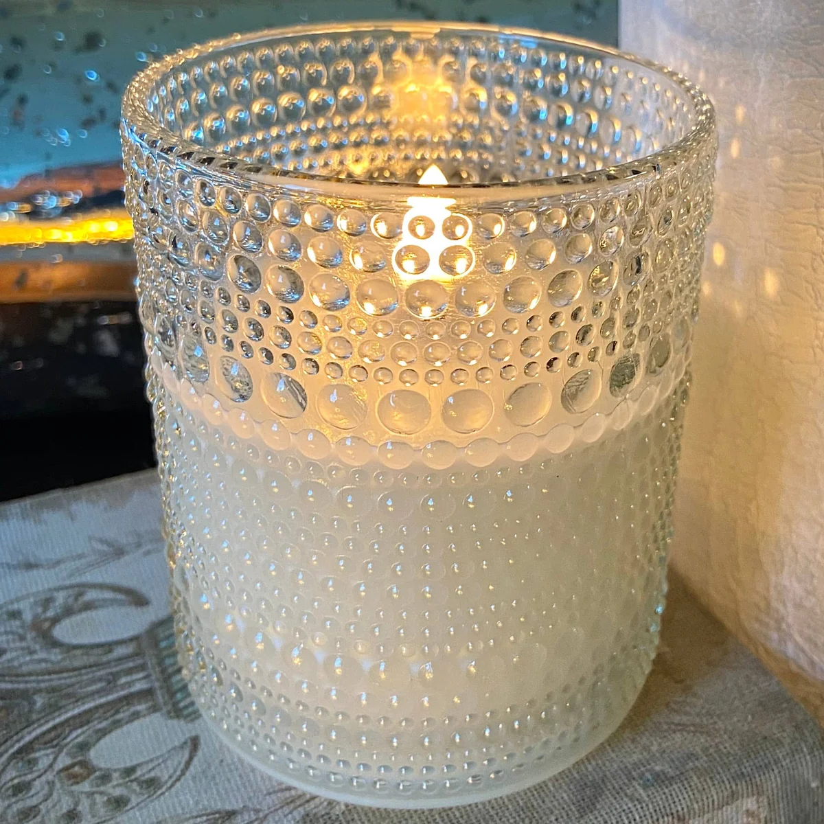 Original Design Radiance Beaded 4-inch LED Jar Candle Clean