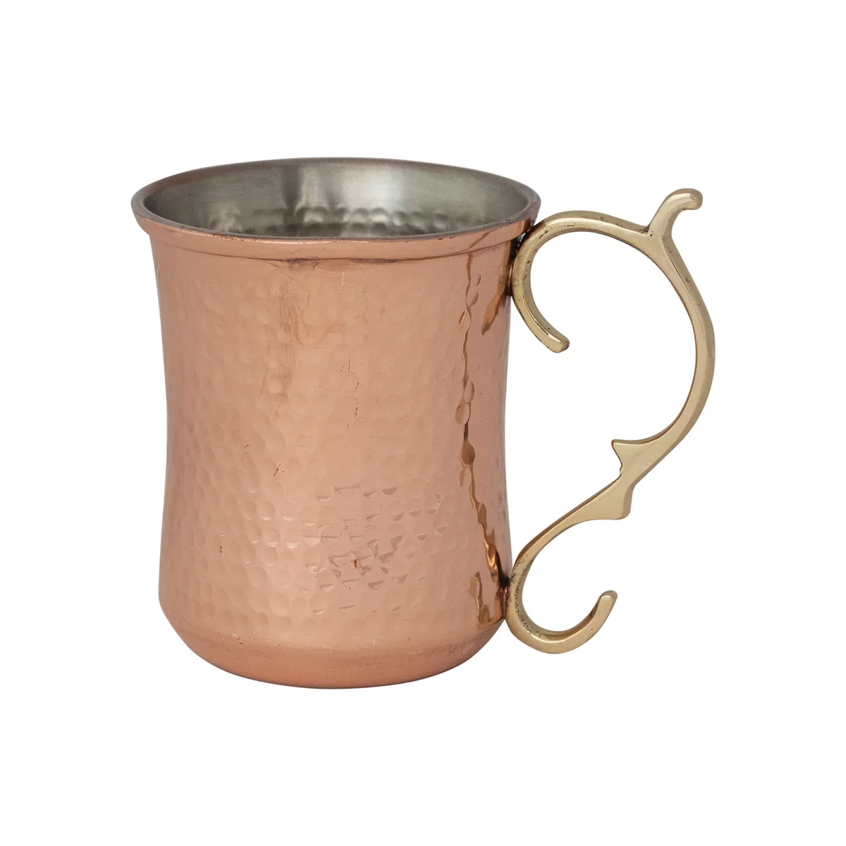 Smart Hammered Stainless Steel Mule 10-ounce Mug w Brass Handle Copper Finish Fine