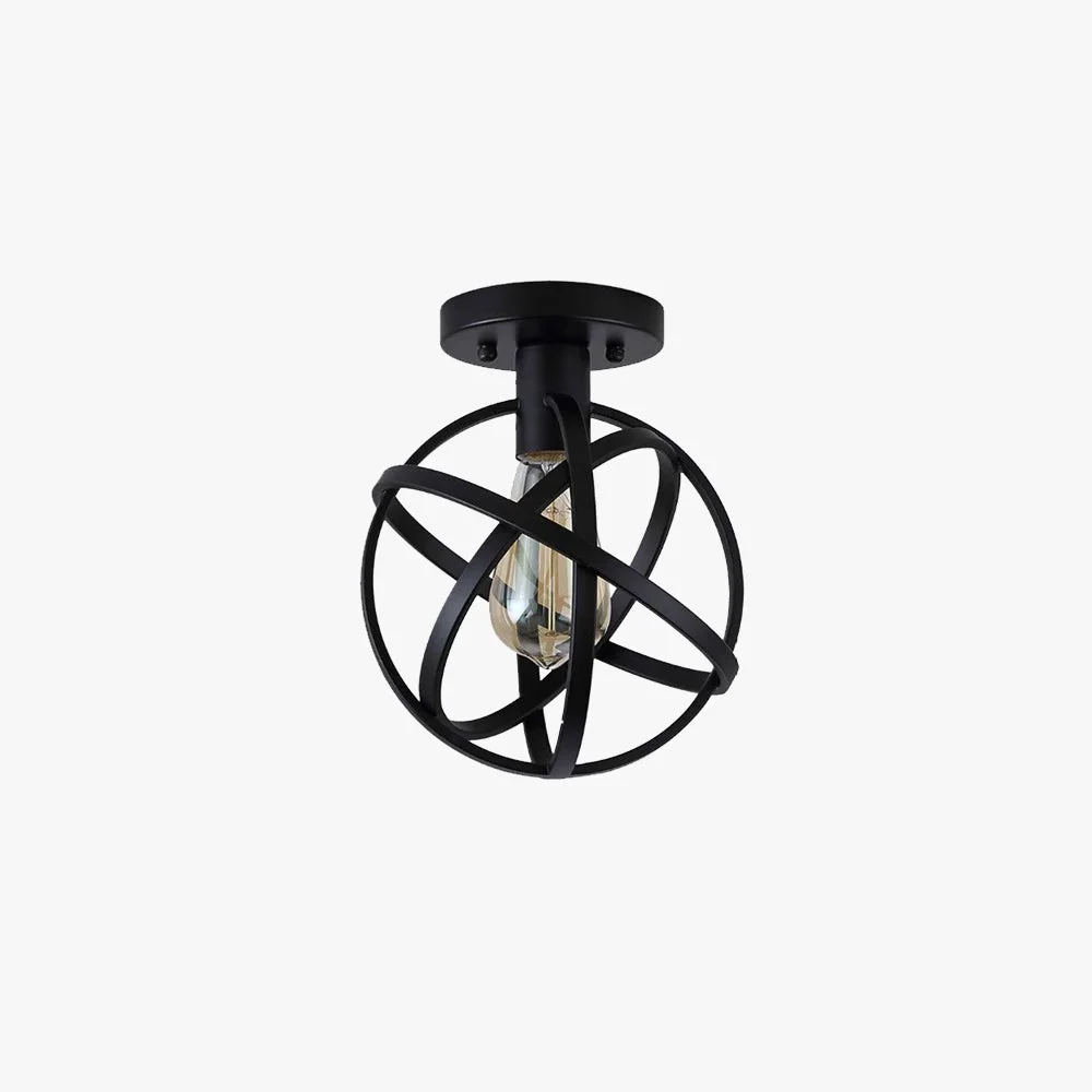 Versatile Herbert Retro Globe Lantern Metal Flush Mount Ceiling Light Balck Exceptional