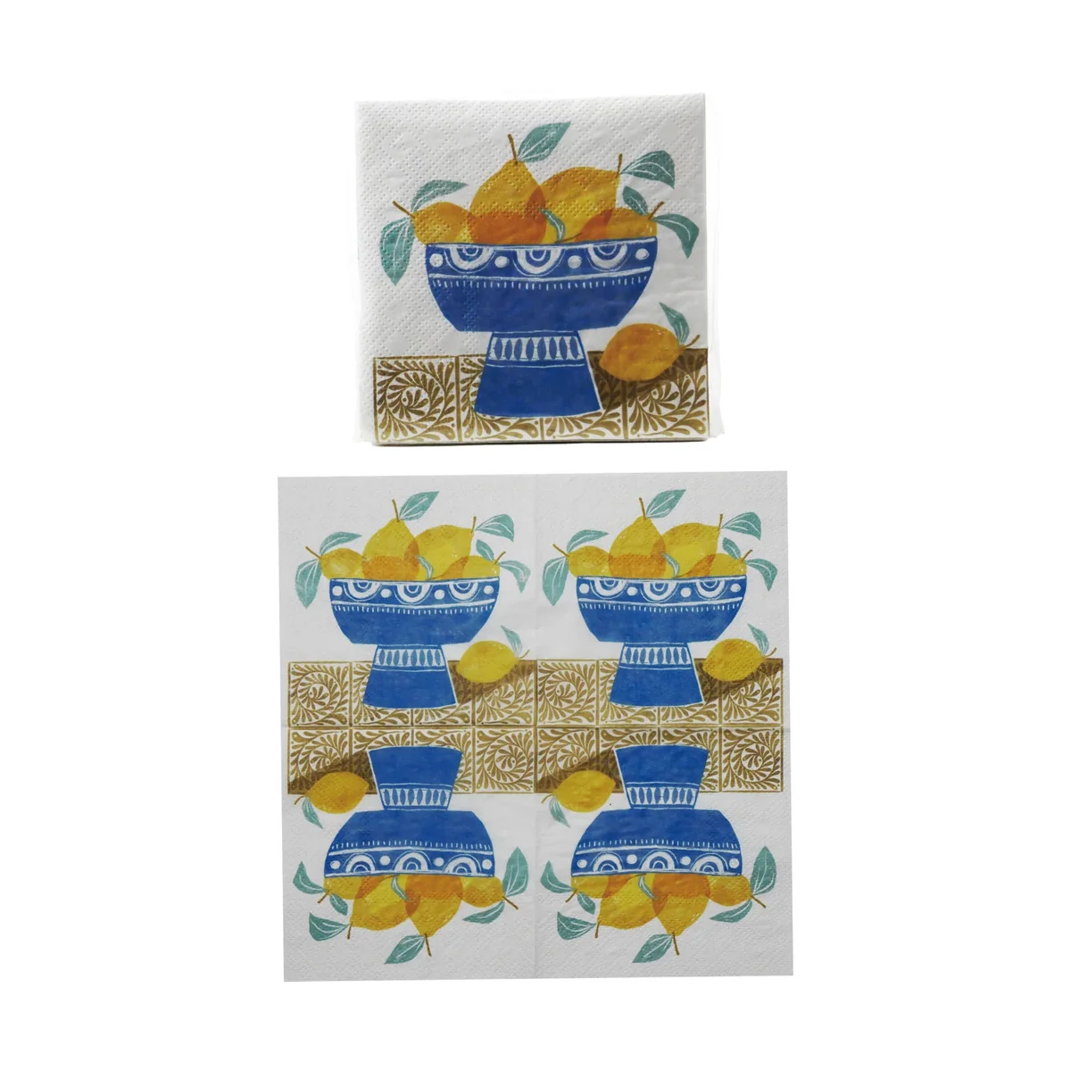 Safe Paper Cocktail Napkins with Fruit in Bowl Pattern Stylish