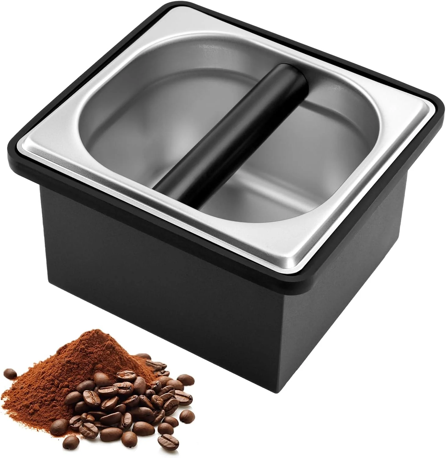 Secure Espresso Knock Box Stainless Steel Coffee Knock Box Large Capacity Coffee Pucks Container Espresso Machine Tool for Coffee Ground Small High-Quality