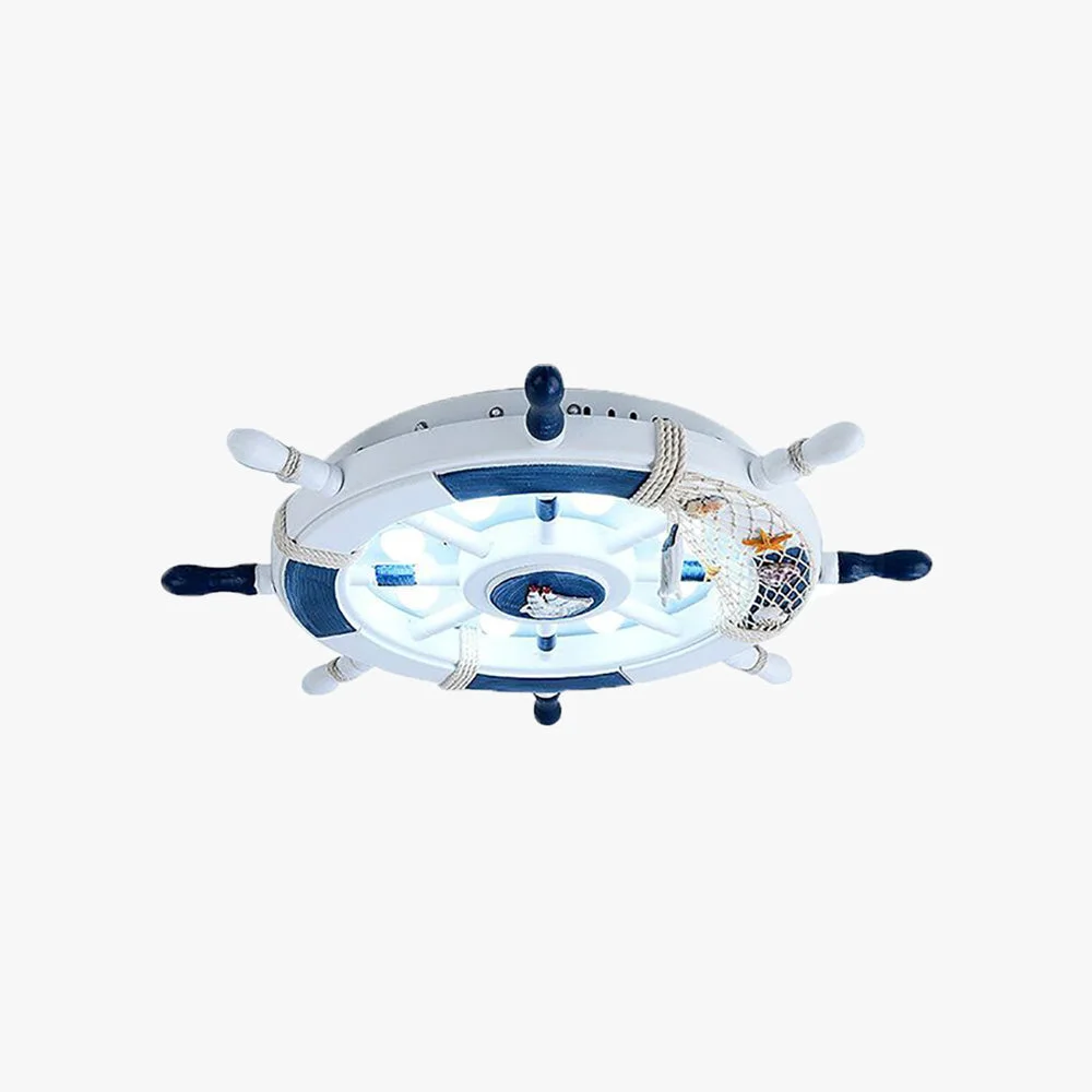 Efficient Quinn Modern Rudder Metal Flush Mount Ceiling Light White Blue Bedroom Eco-Friendly